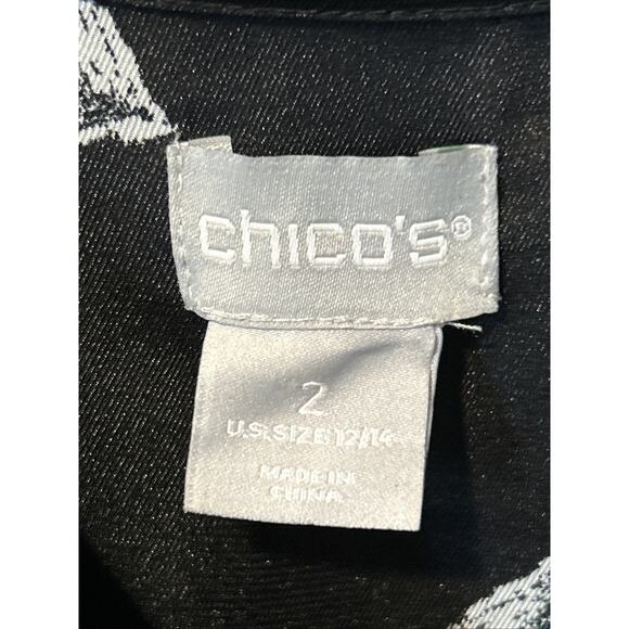 Chicos Women’s Lg Button Up Blouse Heart Print Graffiti Black Satin Whimsigoth - Picture 7 of 12